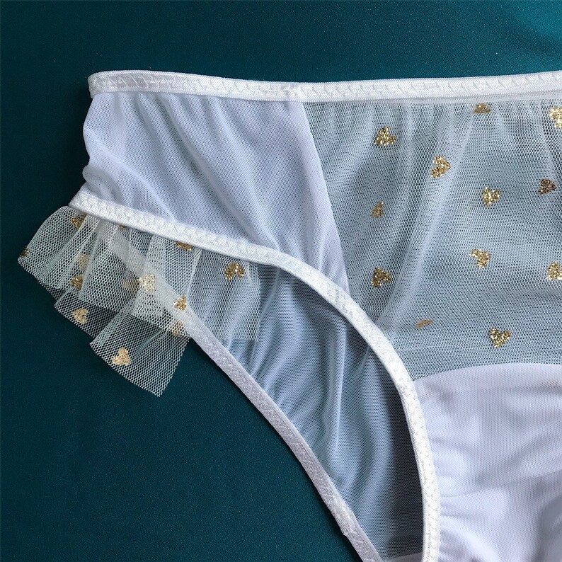 White /& Gold Glitter Heart Bralette