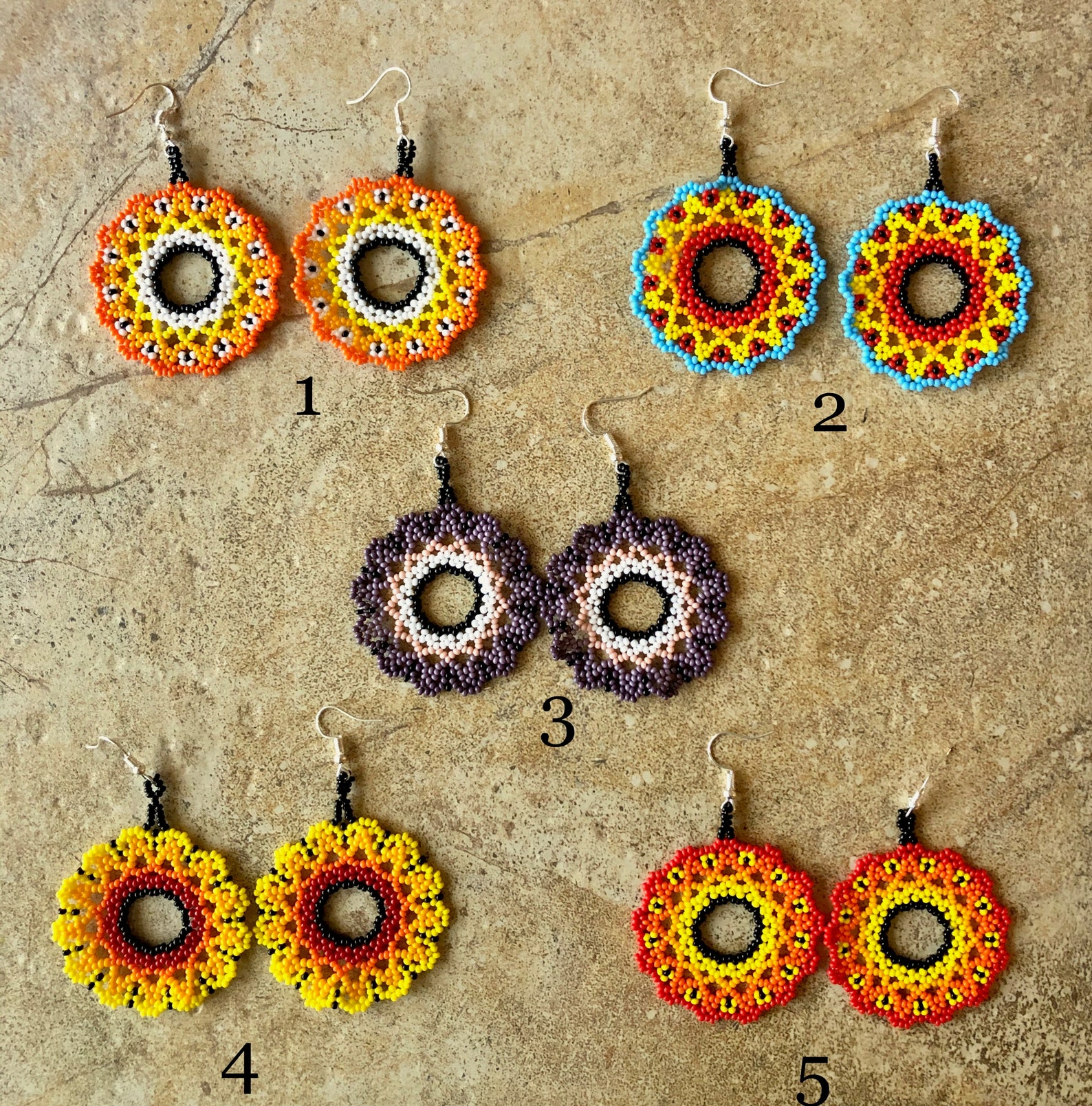 Mexican beaded earrings colorful earringsstatement earrings Etsy