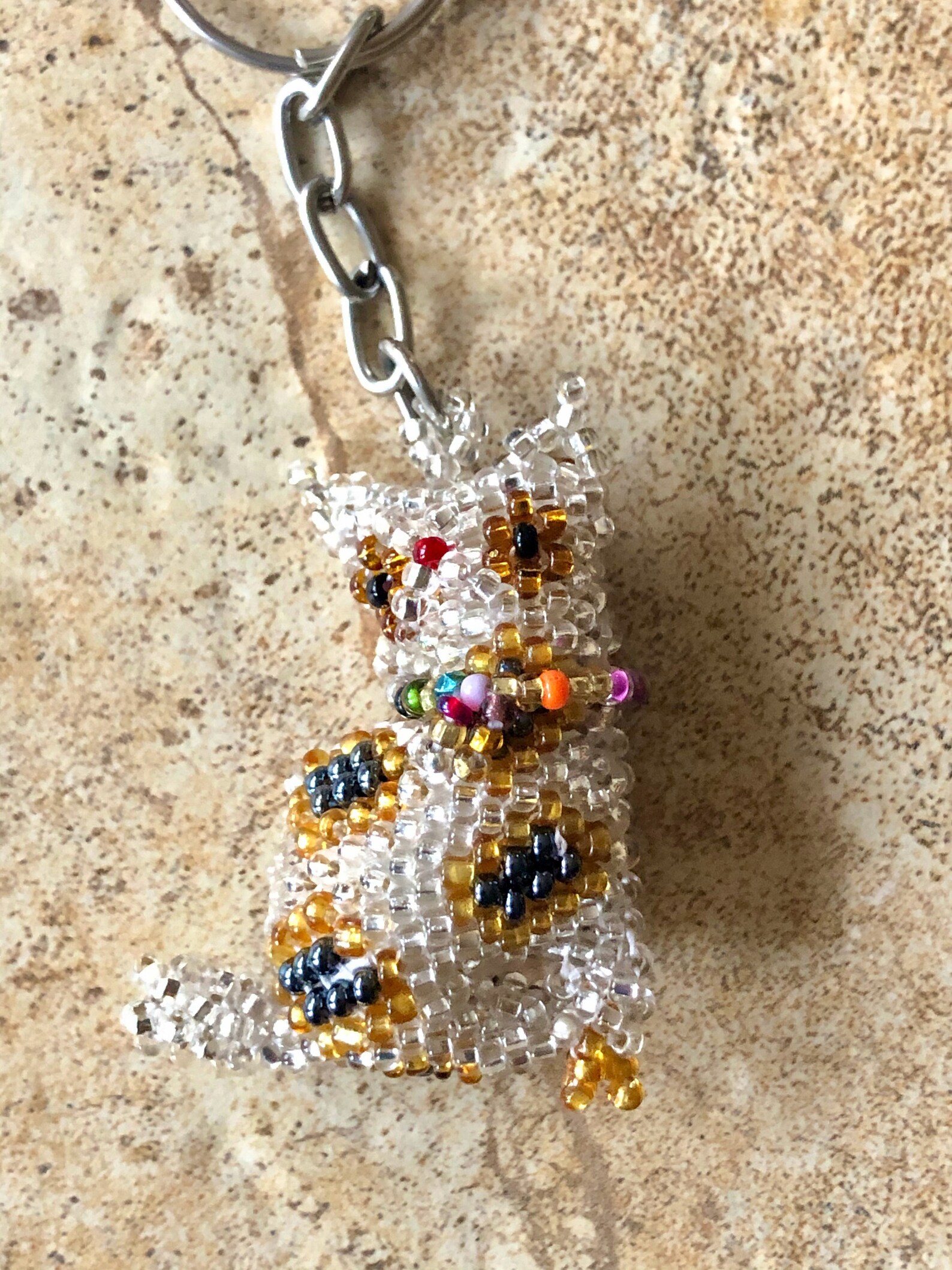 Cat keychain beaded cat keychain cat lover gift beaded Etsy