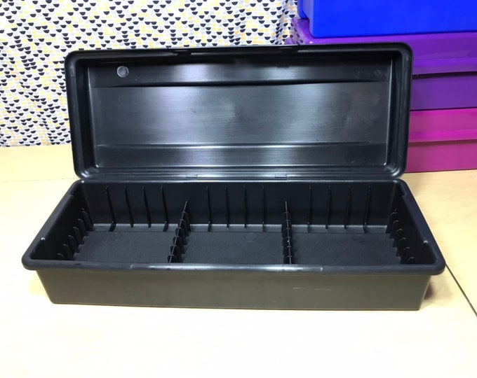 Black Cassette Storage Box Alpha Carrying Case Tape Storage Vintage