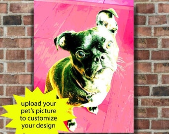Custom Pet Portrait Canvas, Unique Dog Poster, Personalized Dog Pop Art, Pet Loss Memorial Gift, Dog Mom Gift, Warhol Inspired