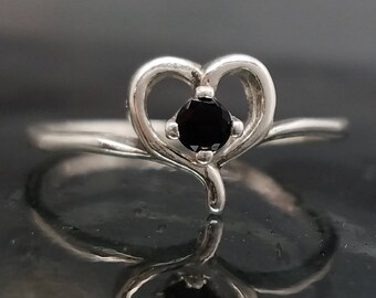 Clearance! Black Onyx Silver Heart Ring