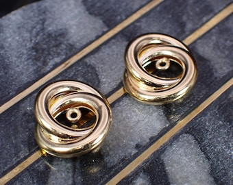 Vestes de boucles d'oreilles Nabco vintage en or jaune 14 carats, petits anneaux entrelacés
