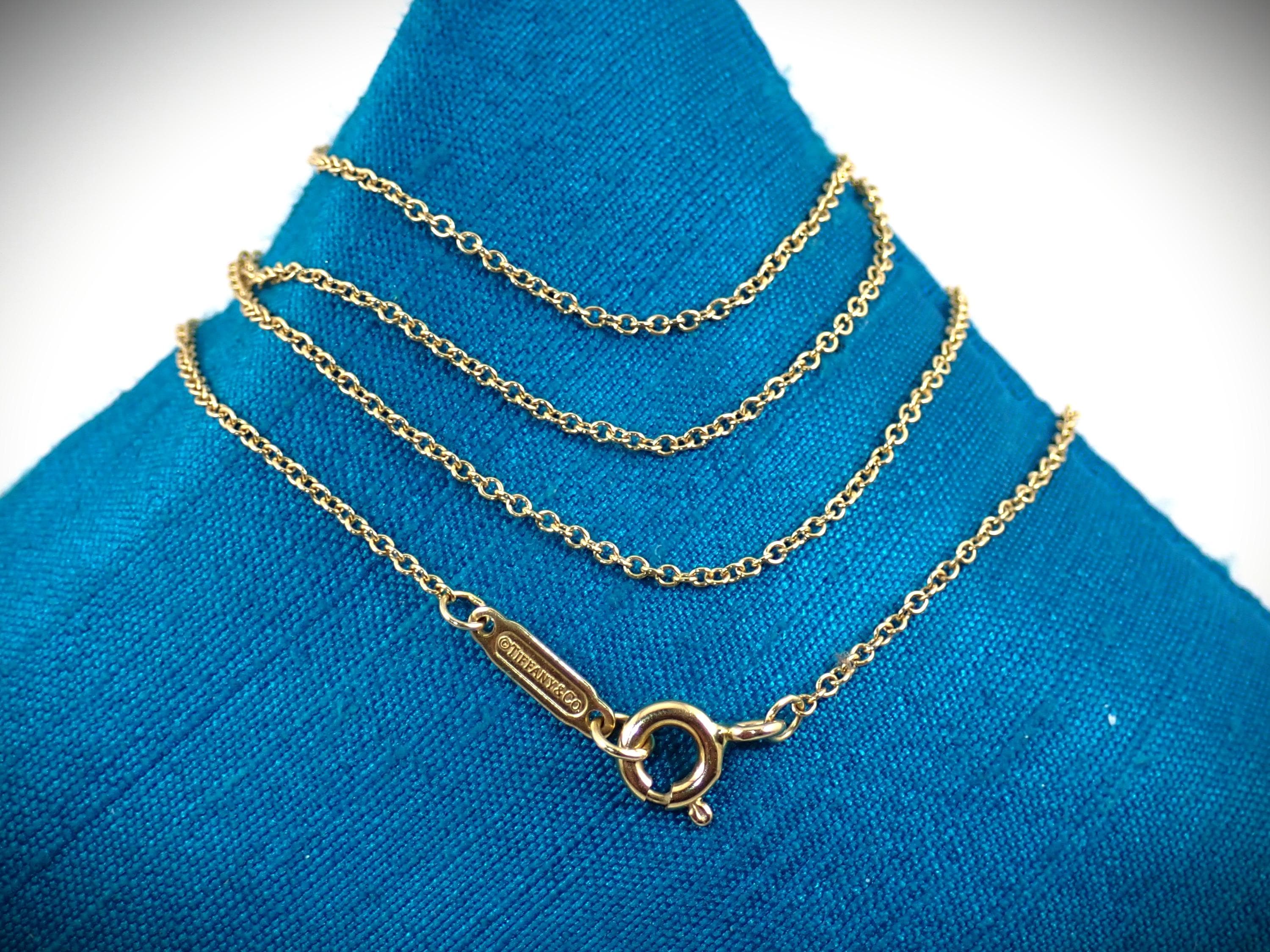 Vintage Designer Tiffany & Co 18K Yellow Gold 1MM Rolo Chain 20-1