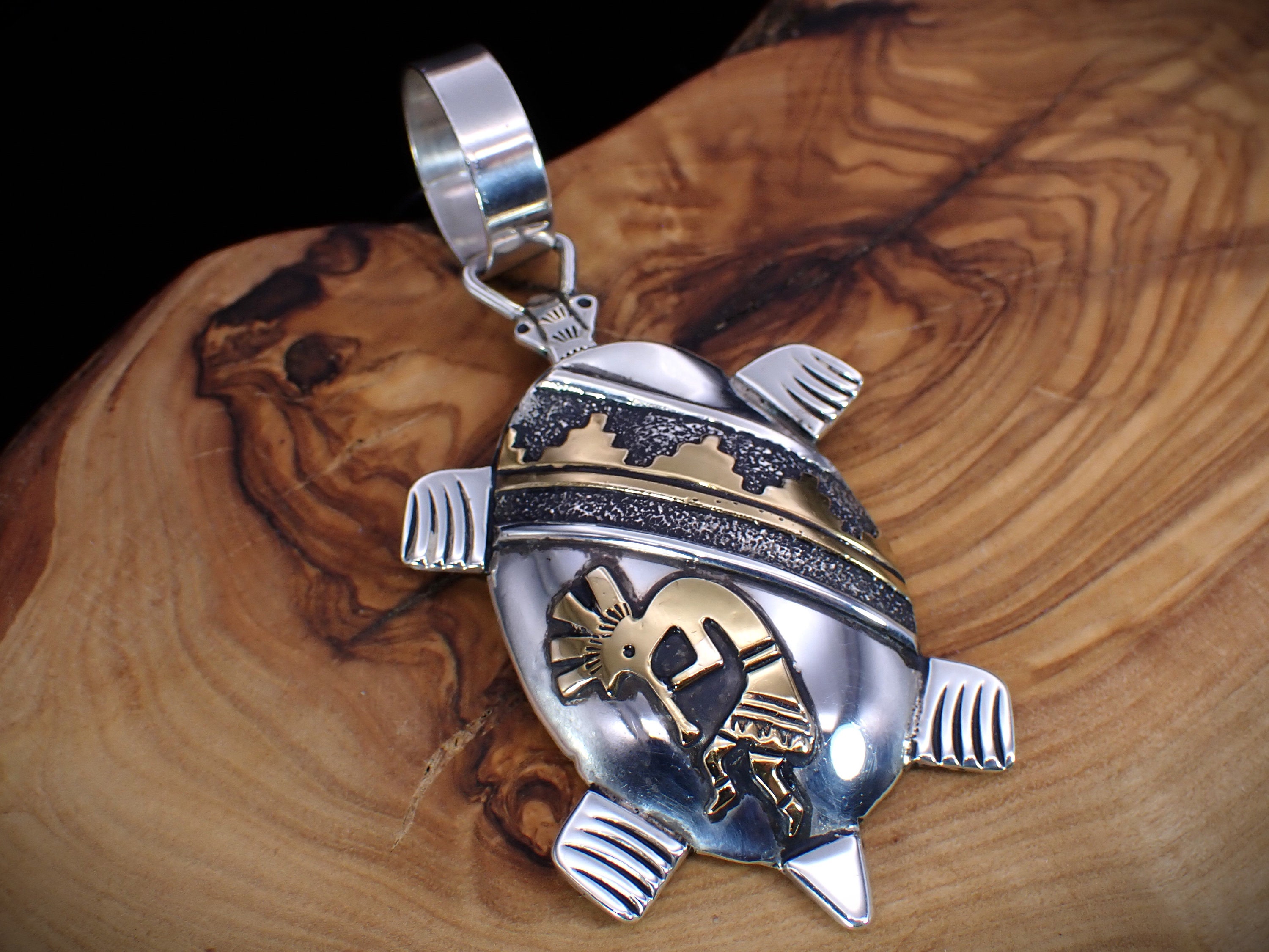 Navajo Designer Tommy Singer Vintage Sterling & Gold Kokopelli