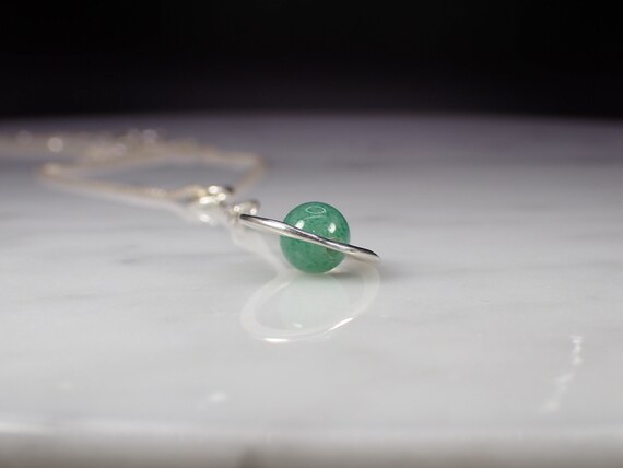 Stunning Vintage Sterling Silver Jade Bead Pendan… - image 7