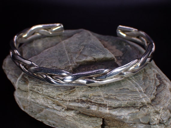 Vintage Braided Sterling Silver Cuff Bracelet - image 8