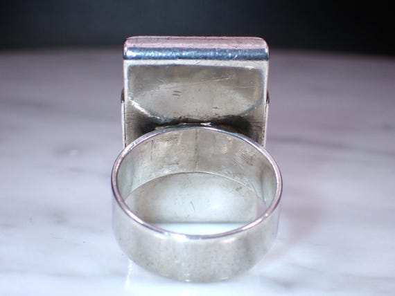 Vintage Unsigned Sterling Silver Rectangle White … - image 5
