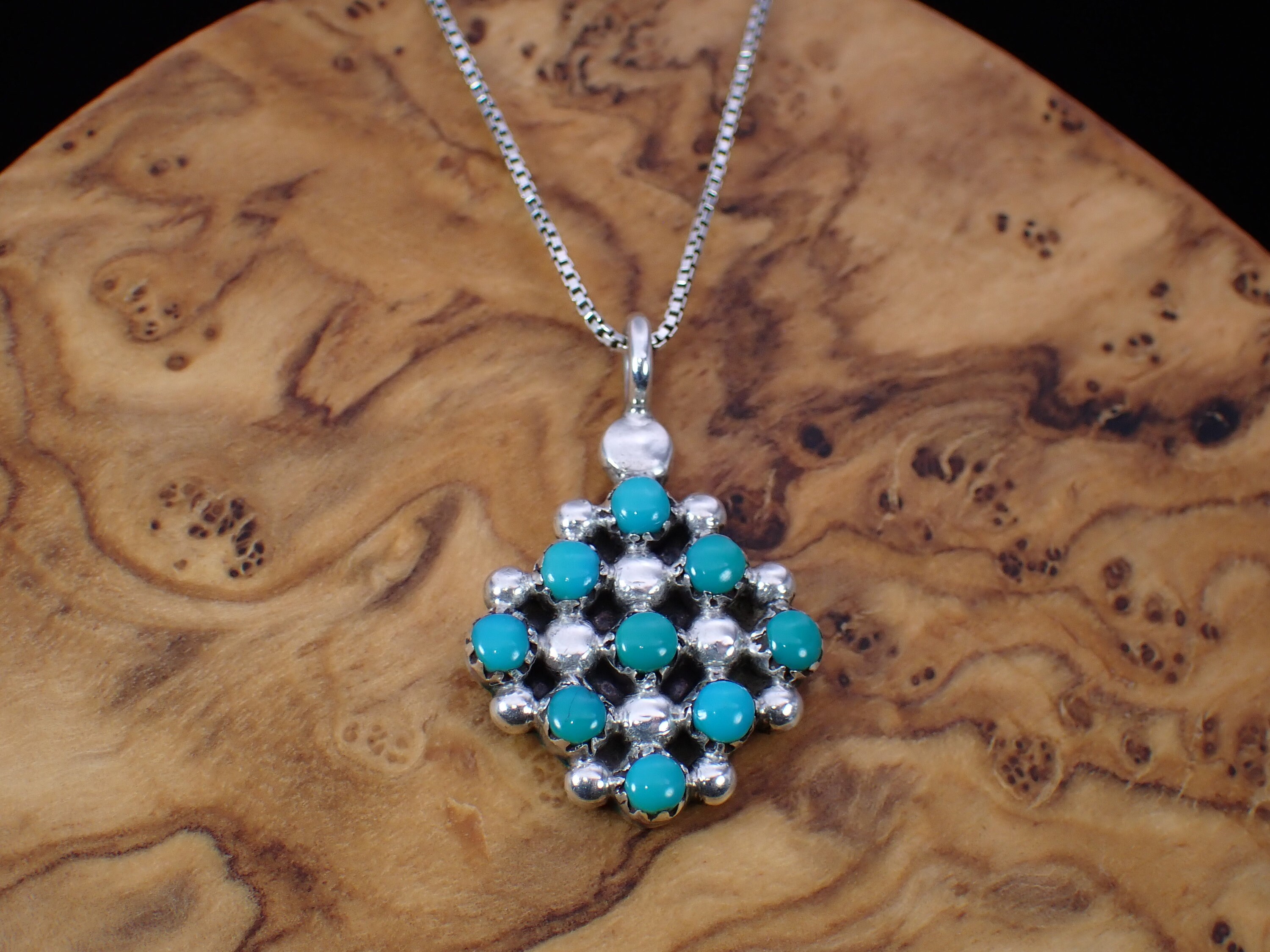Collier Argent Massif Amérindien Zuni - Turquoise, Lapis-lazuli, Corail - Bijou Ethnique Occasion