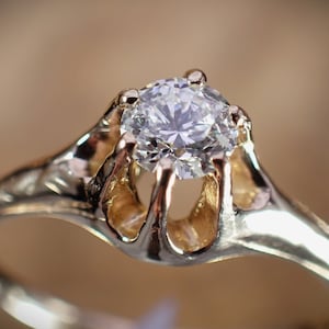 Belcher Style Vintage 14K Yellow Gold 0.38 CT Diamond Engagement Ring
