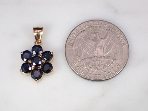 Antique 14K Yellow Gold Natural Blue Sapphire Flo… - image 7