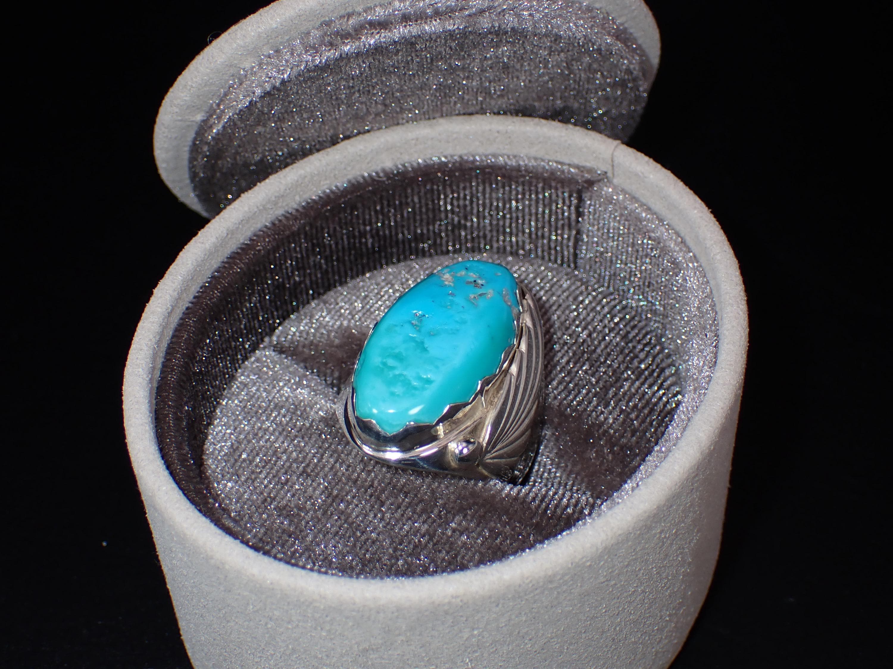 Vintage Zuni Designer Ray Nieto Sterling Silver Turquoise Feather