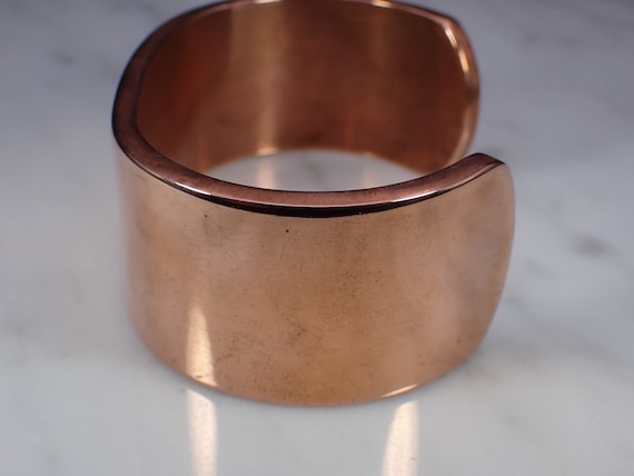 Vintage Unsigned Solid Copper 1" Wide Cuff Bracel… - image 6