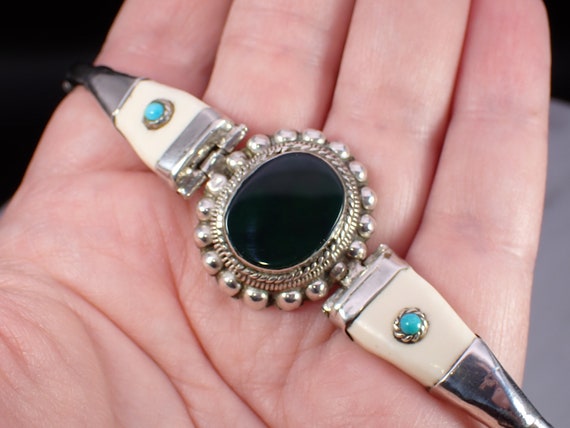 Beautiful Vintage Artisan 800 Silver Bloodstone H… - image 9