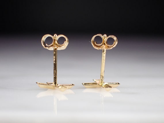 Vintage 14K Yellow Gold Tiny Cross Kids Stud Earr… - image 7