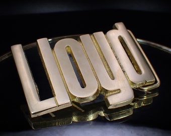 Mid Century Signed R.O.C  Solid Brass Name Lloyd Belt Buckle