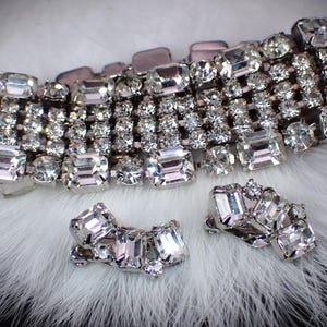 Demi Parure Weiss Vintage Designer Clear Rhinestone Bracelet & Earrings