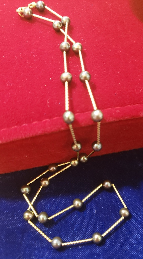 14K Gold And Black Pearl Delicate Choker Necklace