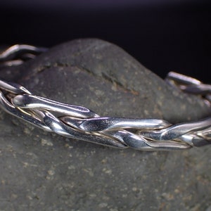 Vintage Braided Solid Sterling Silver Cuff Bracelet