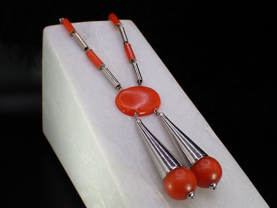 Marvelous Vintage Designer Jakob Bengel Silver Tone Catalin Statement Necklace Etsy Canada