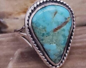 Vintage Royston Sterling Türkis Ring in Tropfenform, Ureinwohner Amerikas