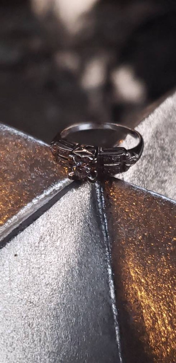 14K White Gold Diamond Antique Engagement Ring - image 3