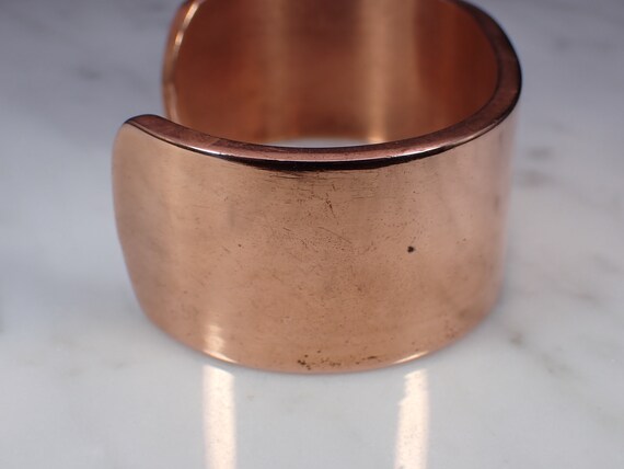 Vintage Unsigned Solid Copper 1" Wide Cuff Bracel… - image 4