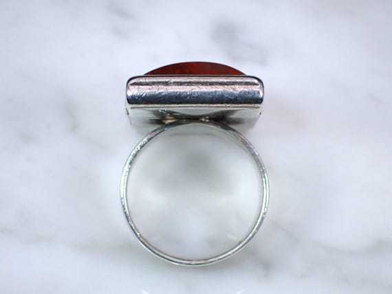 Vintage Unsigned Sterling Silver Rectangle White … - image 8