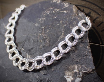 Vintage Sterling Silver Double Link Charm Bracelet (without charms)