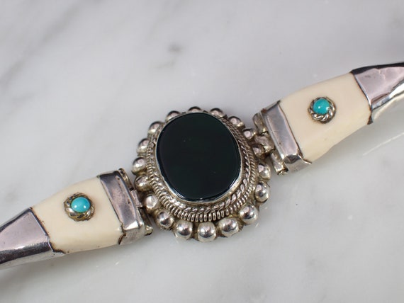 Beautiful Vintage Artisan 800 Silver Bloodstone H… - image 7