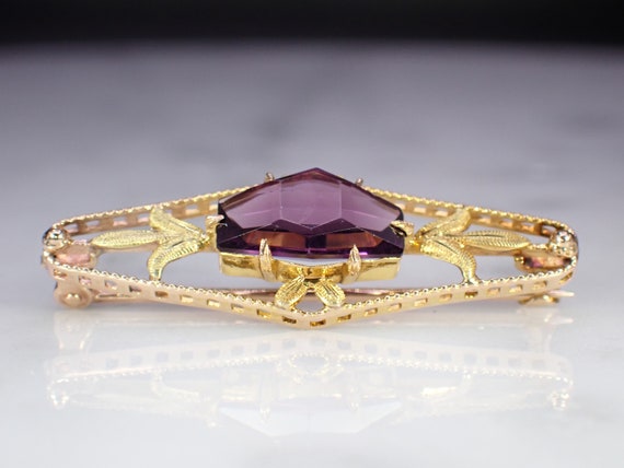 Victorian Vintage 10K Rose & Yellow Gold Purple G… - image 3