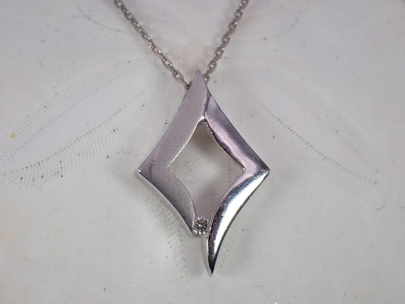 Vintage Sterling Silver 18" Kite Shape Diamond Pe… - image 7