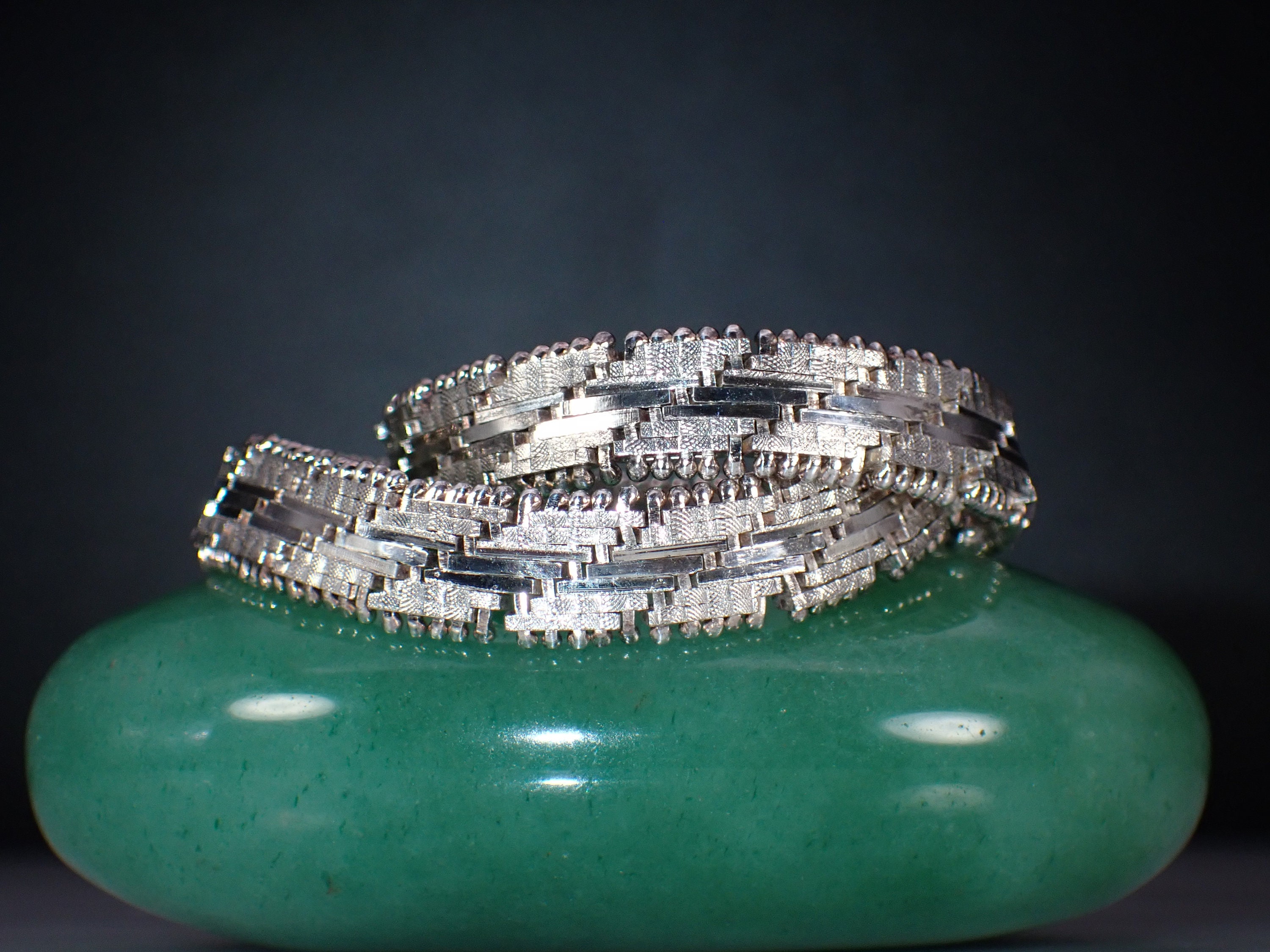 ヴィンテージ　シルバー　925 ダイアモンド　ブレスレット　リンク　チェーン ヴィンテージ スターリング シルバー ユニーク ダイヤモンド カット