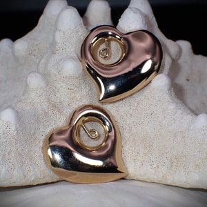 14K Yellow Gold Vintage Stylized Heart Stud Earring Jackets