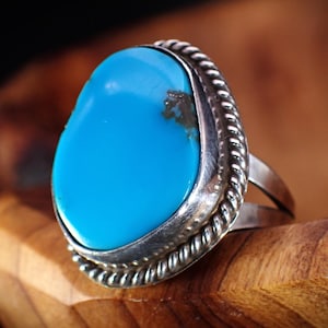 Sterling Silver Sleeping Beauty Freeform Turquoise Southwestern Ring