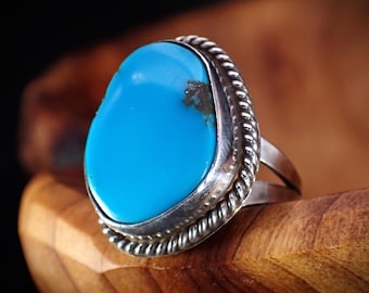 Sterling Silber Dornröschen Freeform Türkis Southwestern Ring