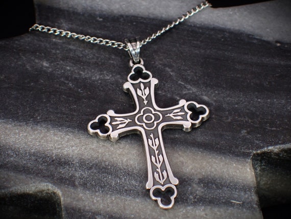 Vintage Designer James Avery Sterling Silver Anglican Cross Pendant Necklace Etsy