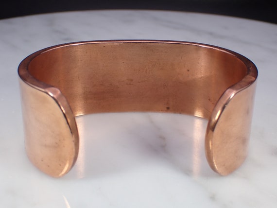 Vintage Unsigned Solid Copper 1" Wide Cuff Bracel… - image 5