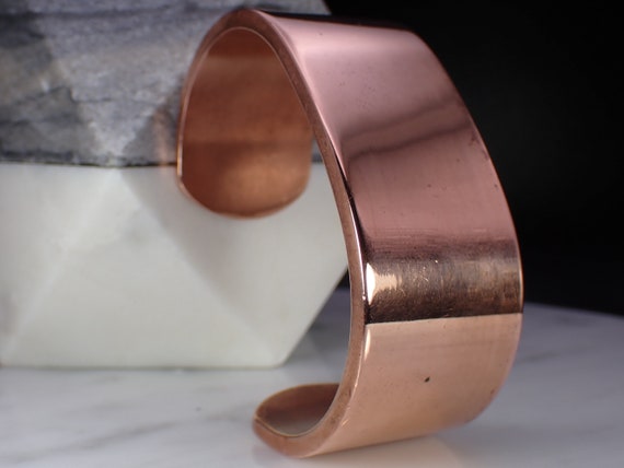 Vintage Unsigned Solid Copper 1" Wide Cuff Bracel… - image 1