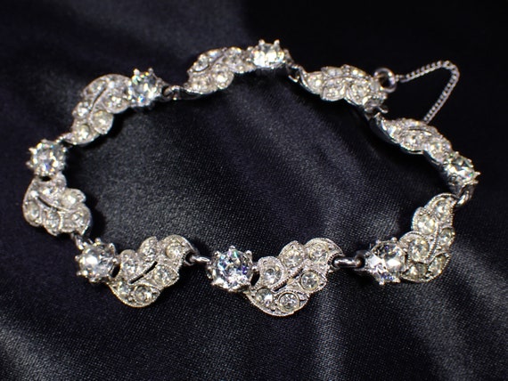 Sparkling Vintage Designer Bogoff Clear Rhinestone Paste Bracelet