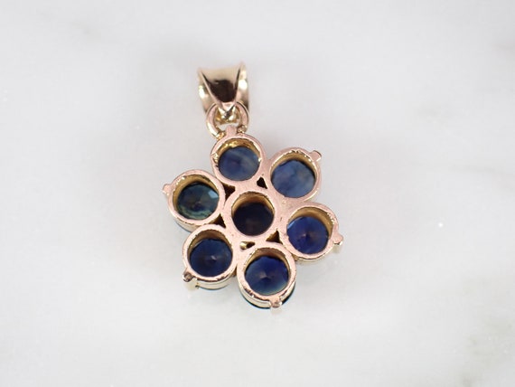 Antique 14K Yellow Gold Natural Blue Sapphire Flo… - image 6