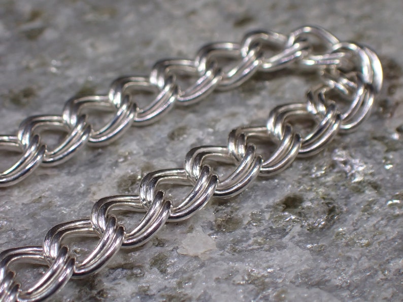 Lovely Vintage Sterling Silver Double Link Charm Bracelet without