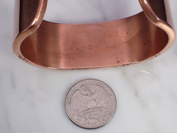 Vintage Unsigned Solid Copper 1" Wide Cuff Bracel… - image 8