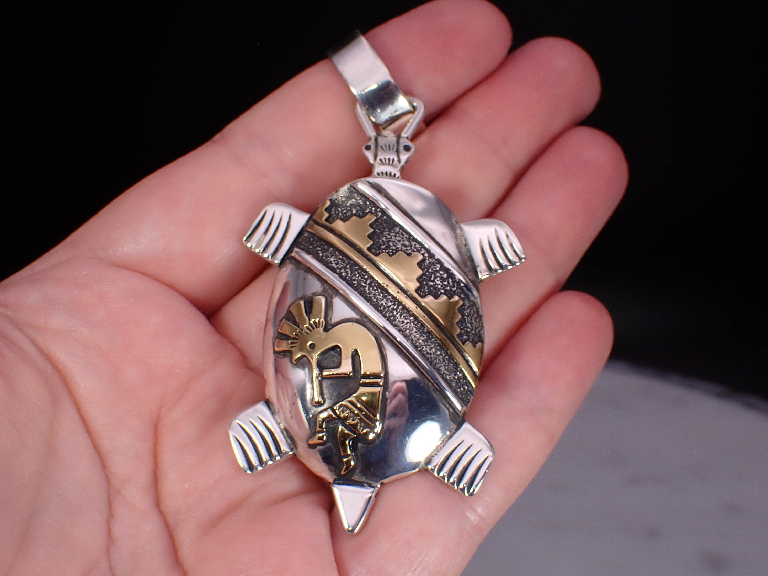 Navajo Designer Tommy Singer Vintage Sterling & Gold Kokopelli