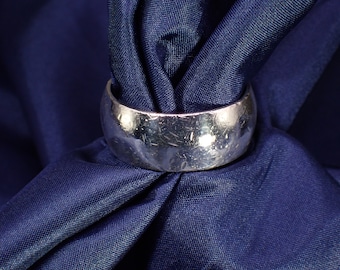 Extra Wide Vintage Sterling Silver Wedding Band Ring