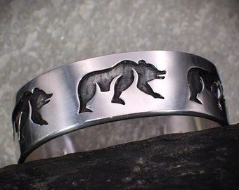Vintage Sterling Silber Kopavi Indianer Hopi Bär Armreif