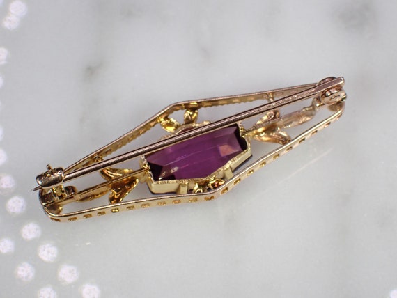 Victorian Vintage 10K Rose & Yellow Gold Purple G… - image 7