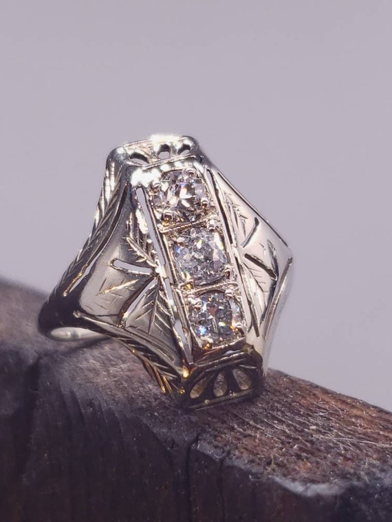 Antique Diamond Engagement Ring Victorian Three S… - image 5