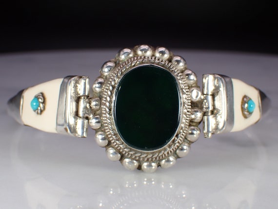 Beautiful Vintage Artisan 800 Silver Bloodstone H… - image 3