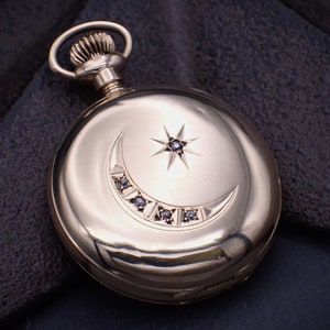 Antique 1901 14K Gold & Diamond Manual 7 Jewel Waltham Pocket Watch